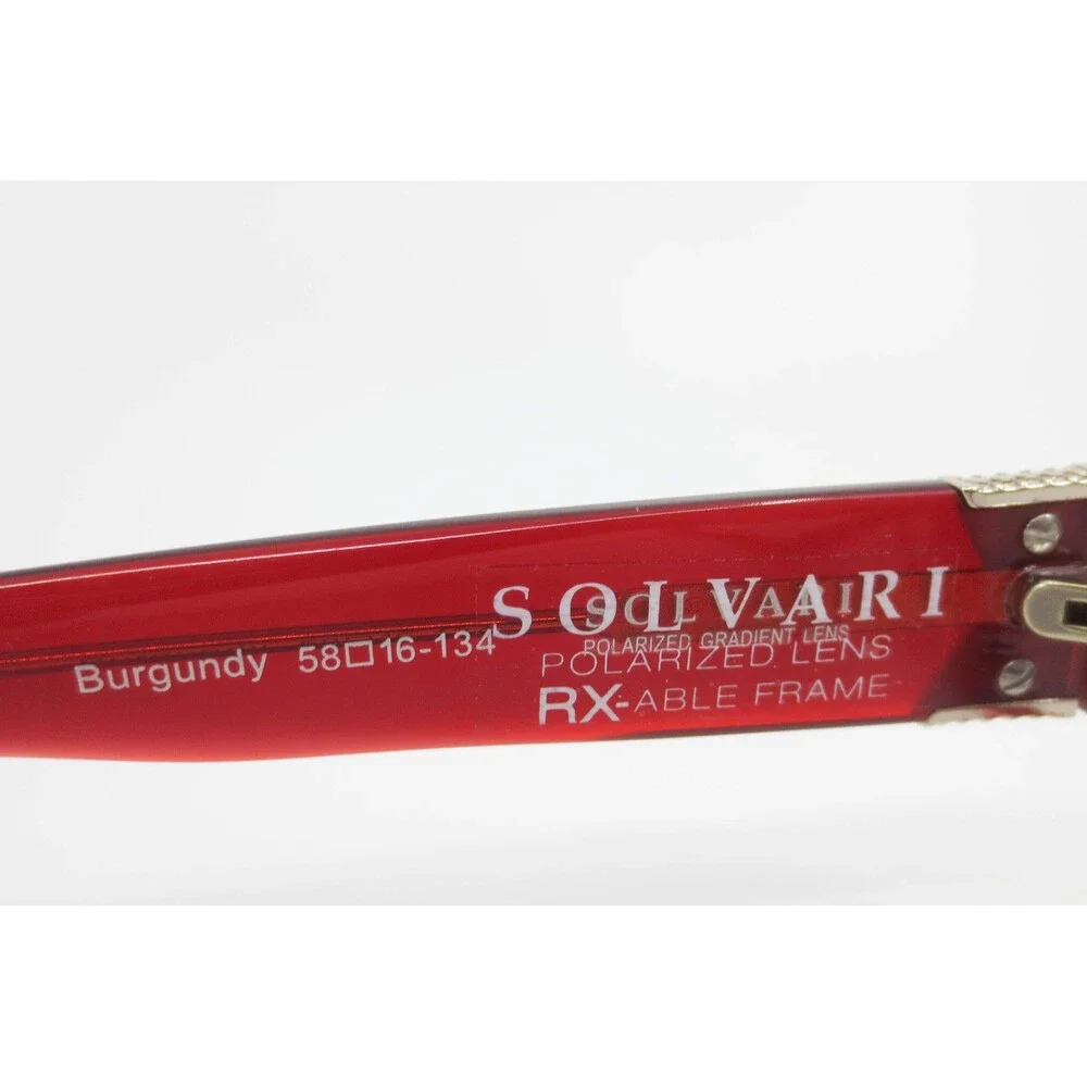 Solvari Sydney 2 Burgundy Red Striped Rhinestone Eyeglass Frames 58-16-134 39730